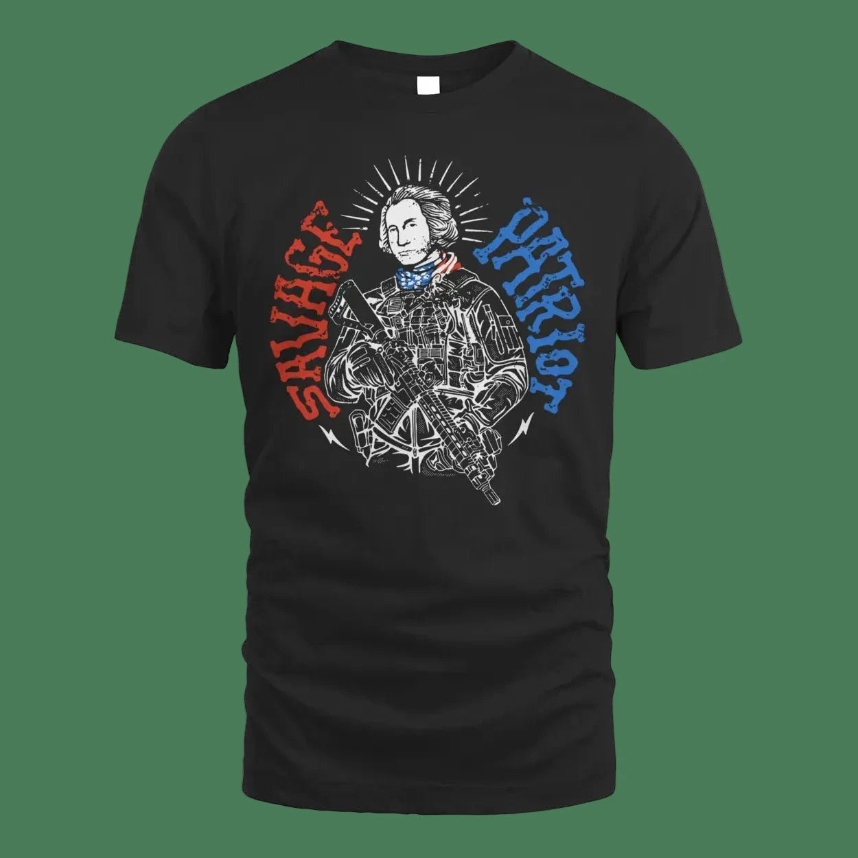 SAVAGE PATRIOT GEORGE WASHINGTON EDITION MENS TSHIRT BLACK - 1838 TAC SUPPLY LLC