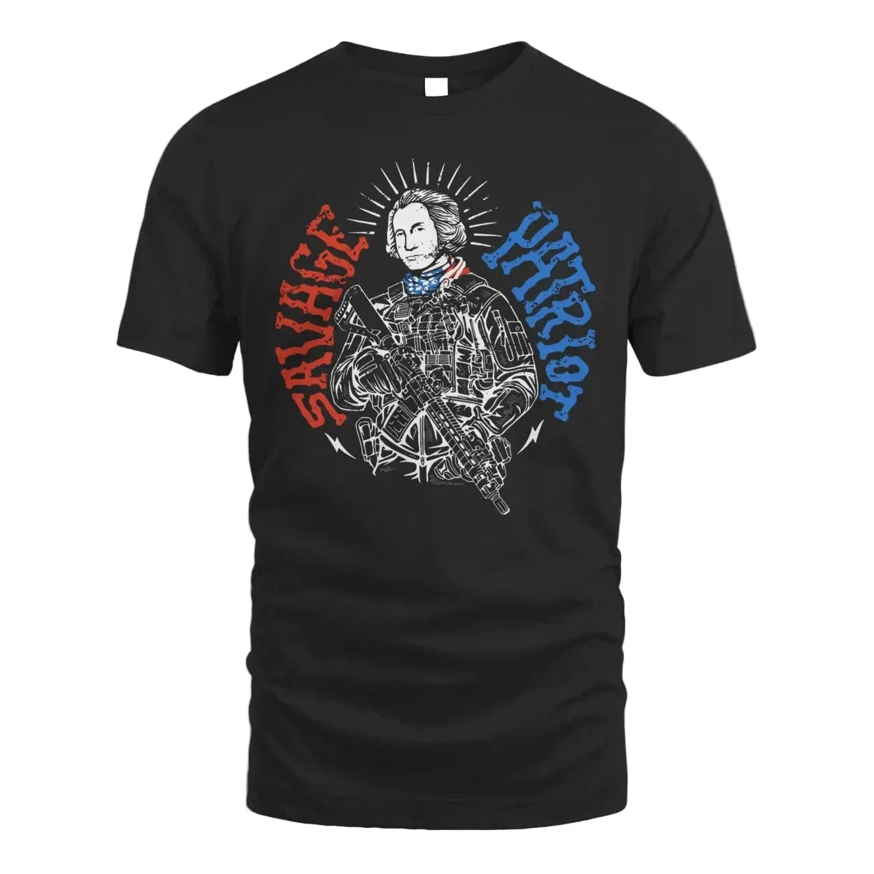 SAVAGE PATRIOT GEORGE WASHINGTON EDITION MENS TSHIRT BLACK - 1838 TAC SUPPLY LLC