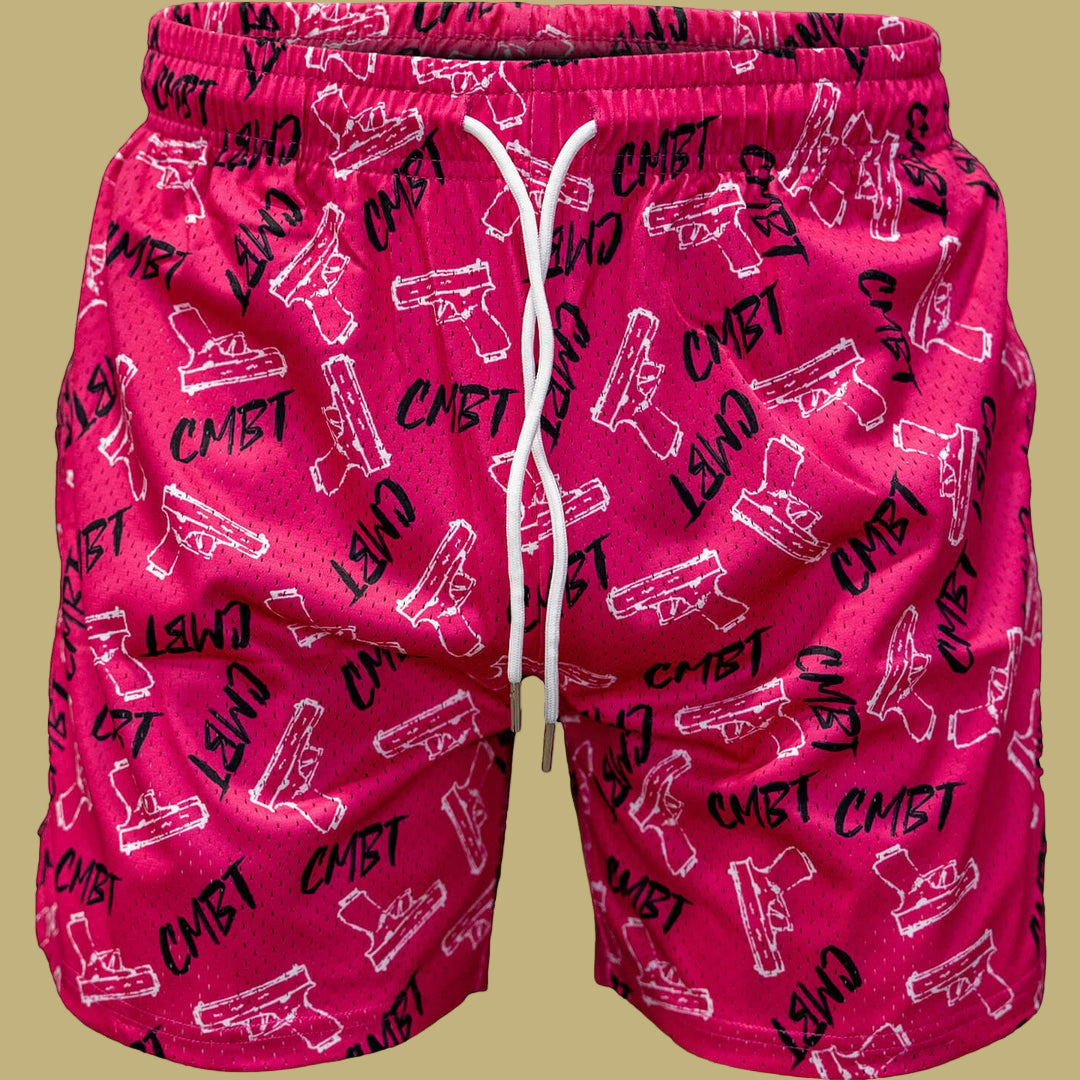 PINK COMBAT PISTOLS MEN'S MESH LIFESTYLE SHORTS | 5" - 1838 TAC SUPPLY LLC