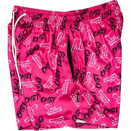 PINK COMBAT PISTOLS MEN'S MESH LIFESTYLE SHORTS | 5" - 1838 TAC SUPPLY LLC