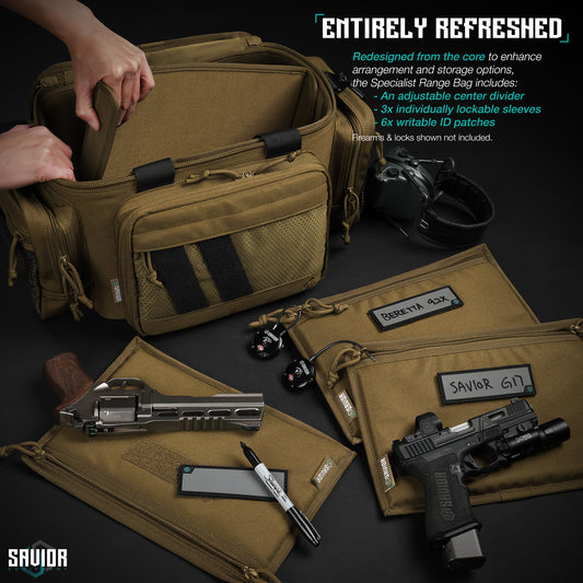 PISTOL RANGE BAG - SPECIALIST SERIES DARK FDE TAN - 1838 TAC SUPPLY LLC