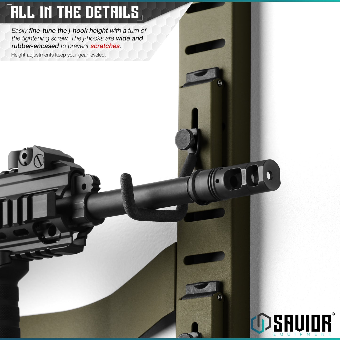 OLIVE DRAB GREEN HORIZONTAL WALL RACK W/ 10 HOOKS