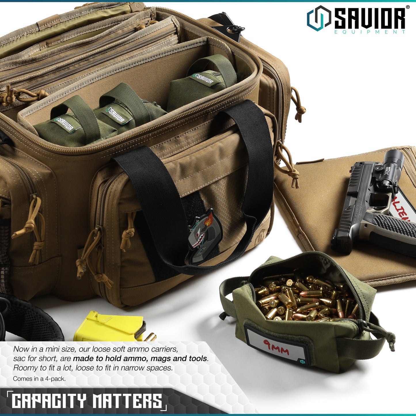 SW GRAY MINI LOOSE SAC - SOFT AMMO CARRIER - 4 PACK - 1838 TAC SUPPLY LLC