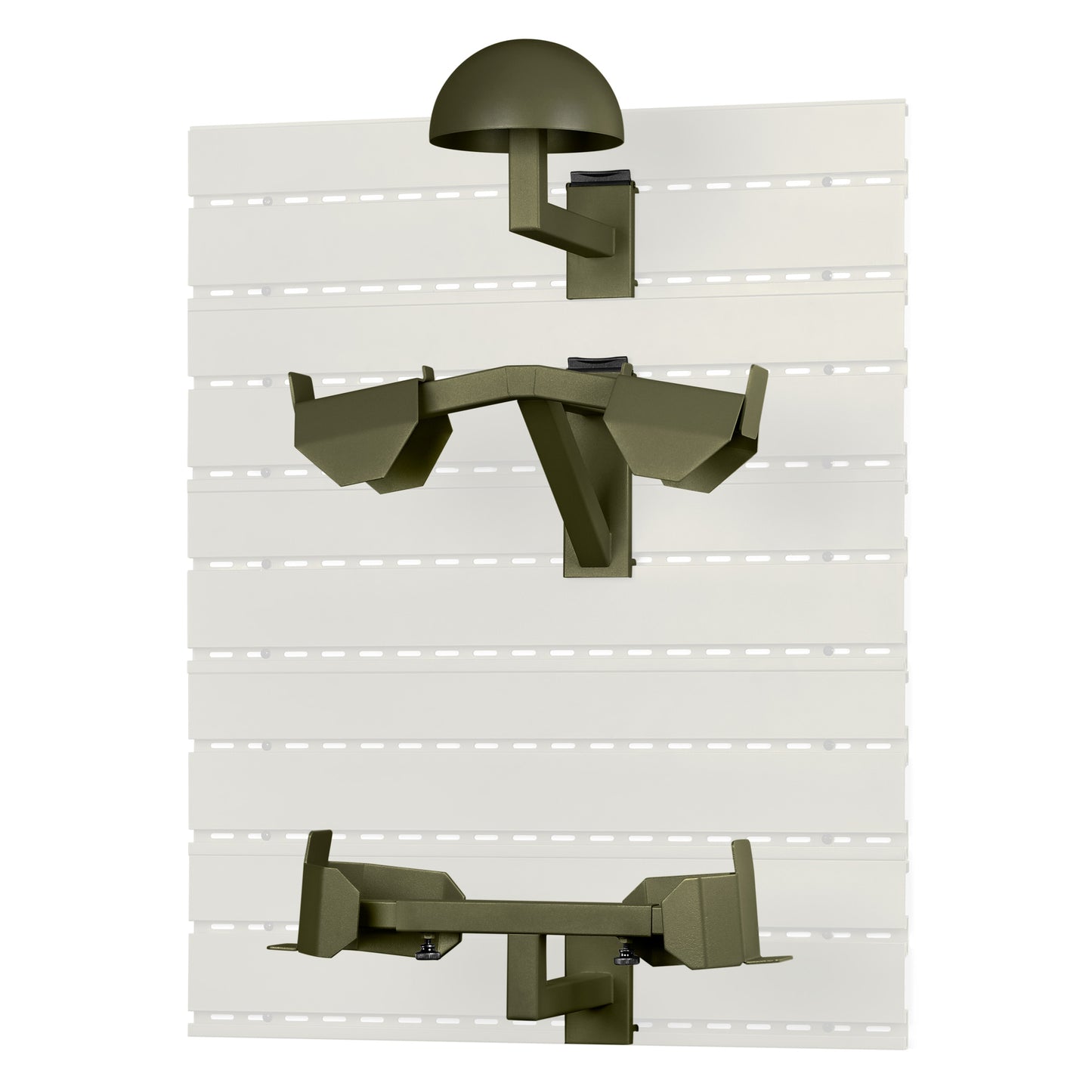 OLIVE DRAB GREEN WALL RACK SYSTEM ATTACHMENTS - H.A.B RACK