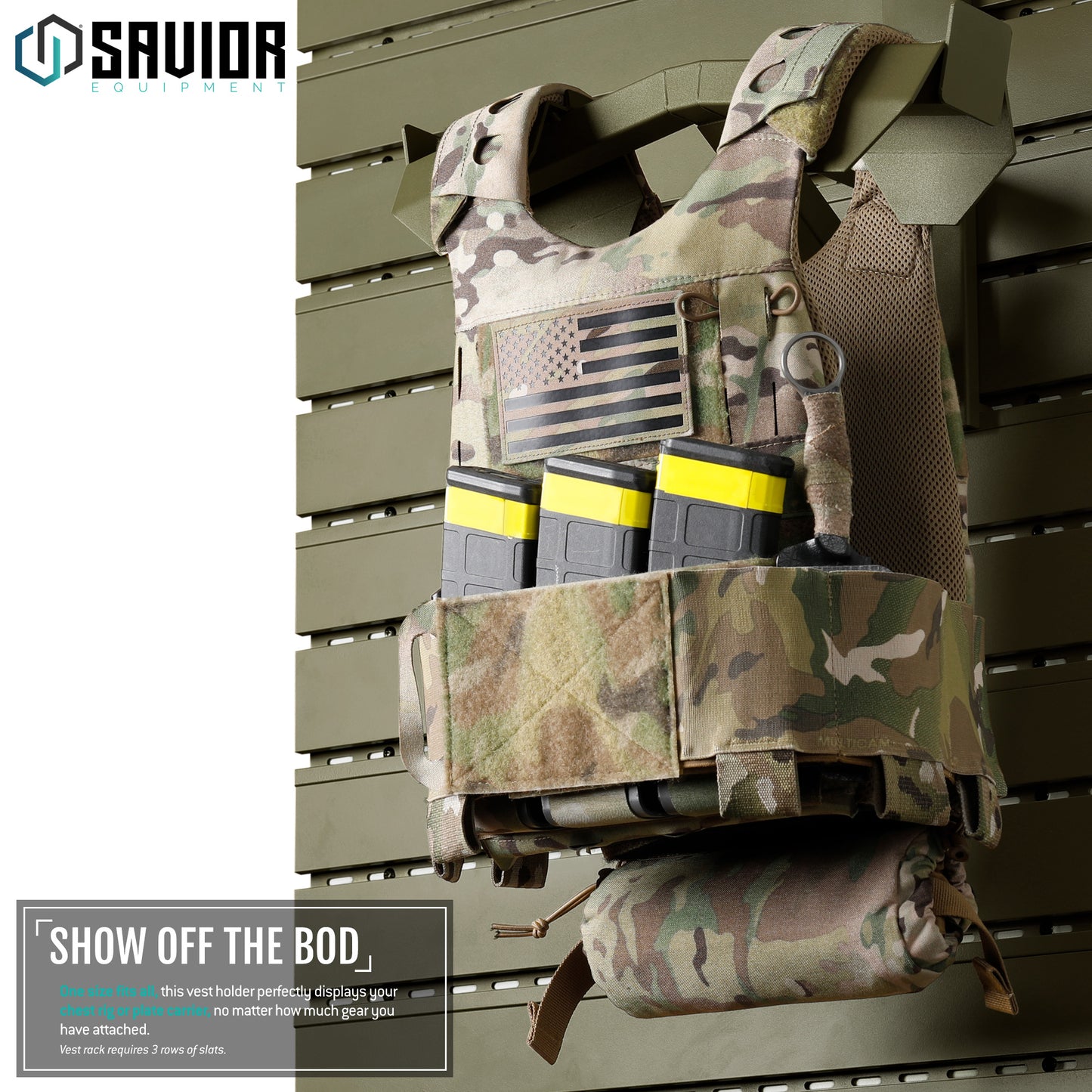 OLIVE DRAB GREEN WALL RACK SYSTEM ATTACHMENTS - H.A.B RACK