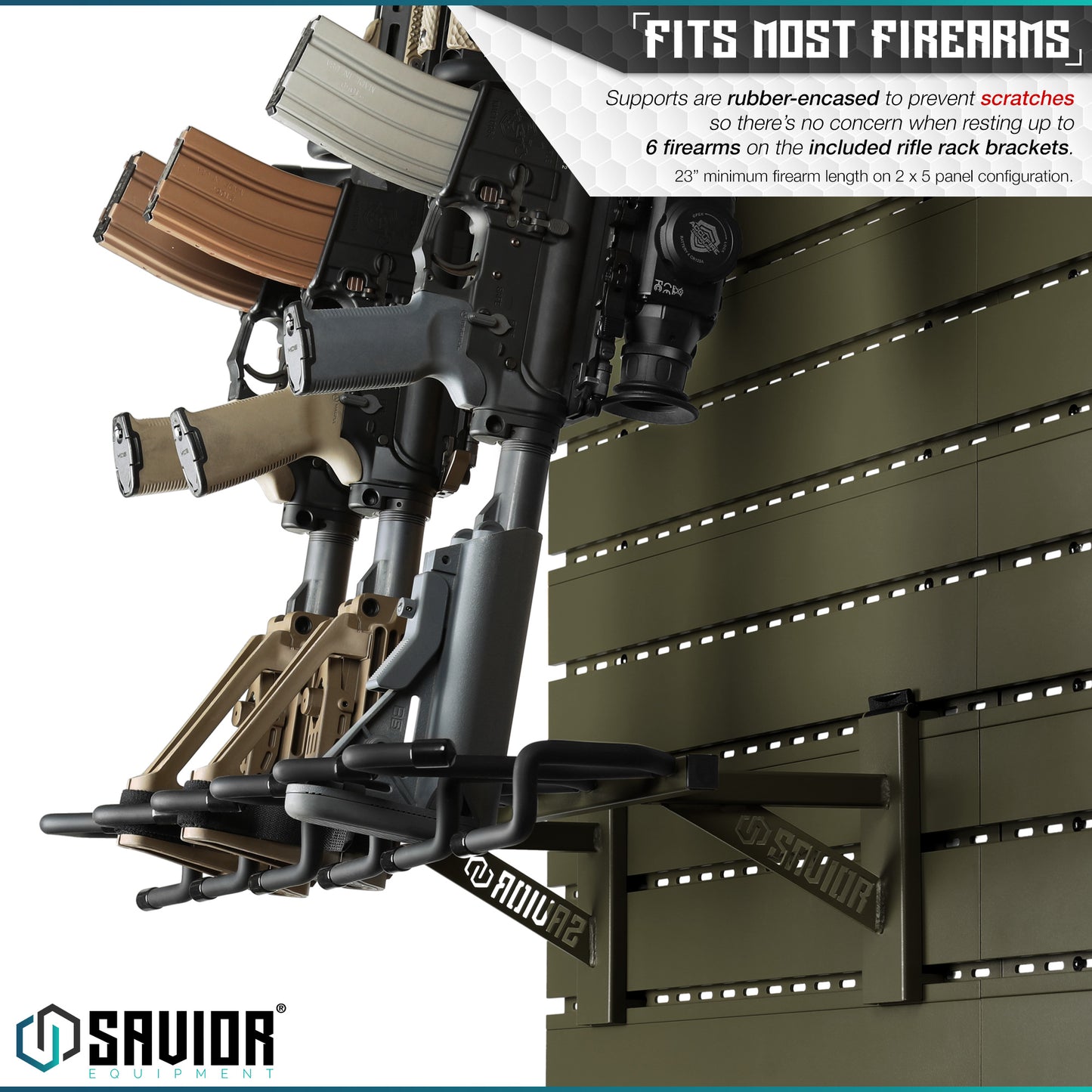 OLIVE DRAB GREEN WALL RACK SYSTEM - 10 PANEL KIT W/ ATTACHMENTS