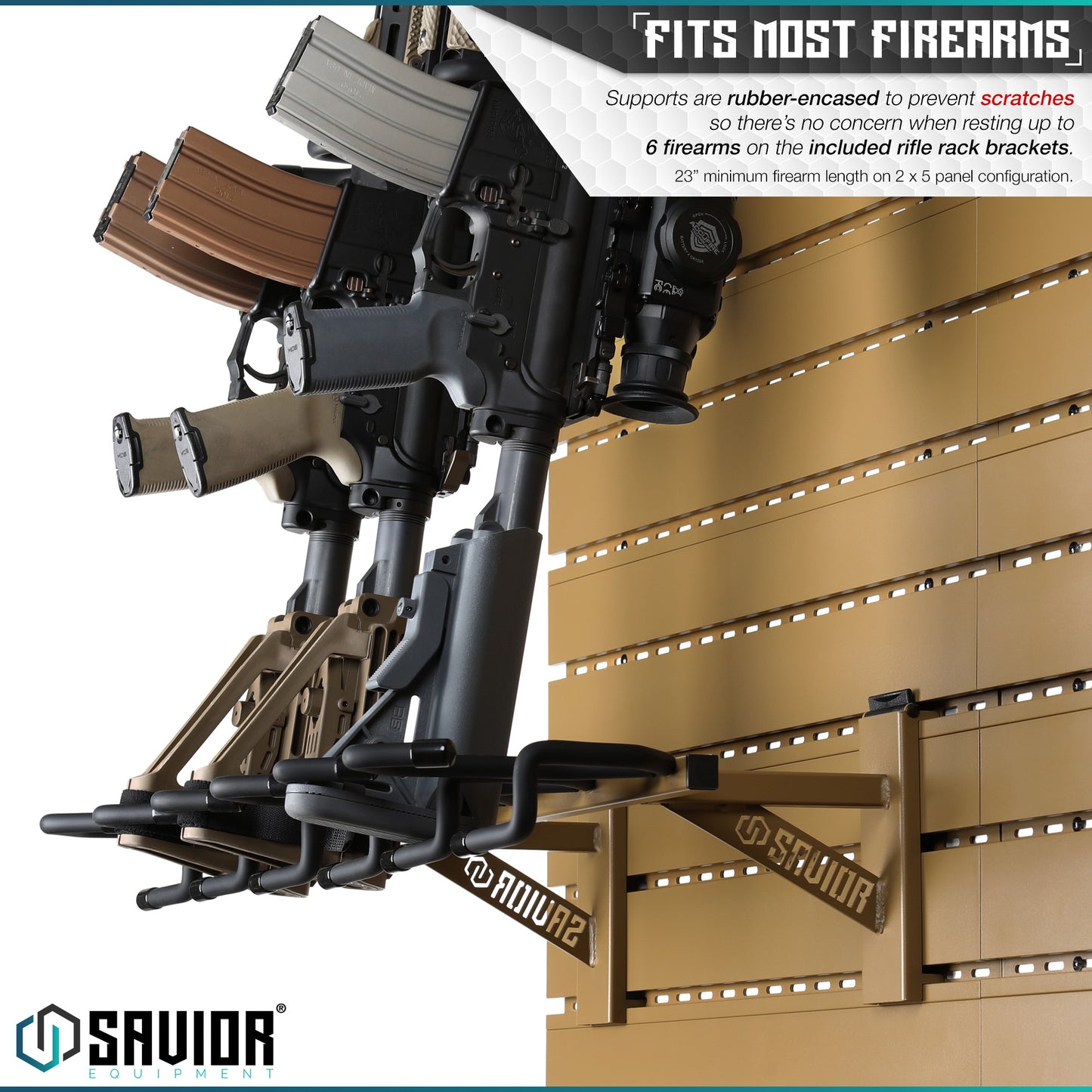 RAL 8000 TAN WALL RACK SYSTEM - 10 PANEL KIT W/ ATTACHMENTS