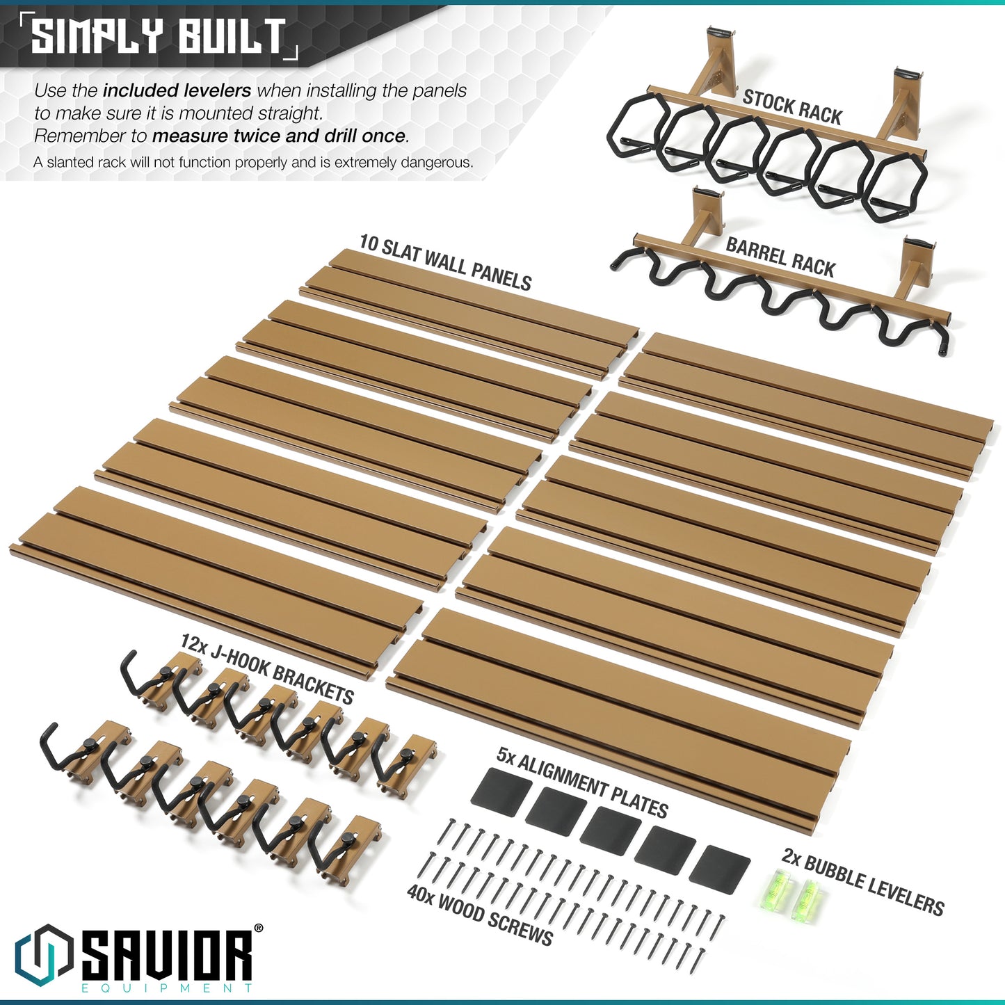 RAL 8000 TAN WALL RACK SYSTEM - 10 PANEL KIT W/ ATTACHMENTS
