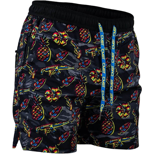 DARK TIGER STRIPE RETRO MEN'S HYBRID ATHLETIC SHORTS | 5" INSEAM - 1838 TAC SUPPLY LLC