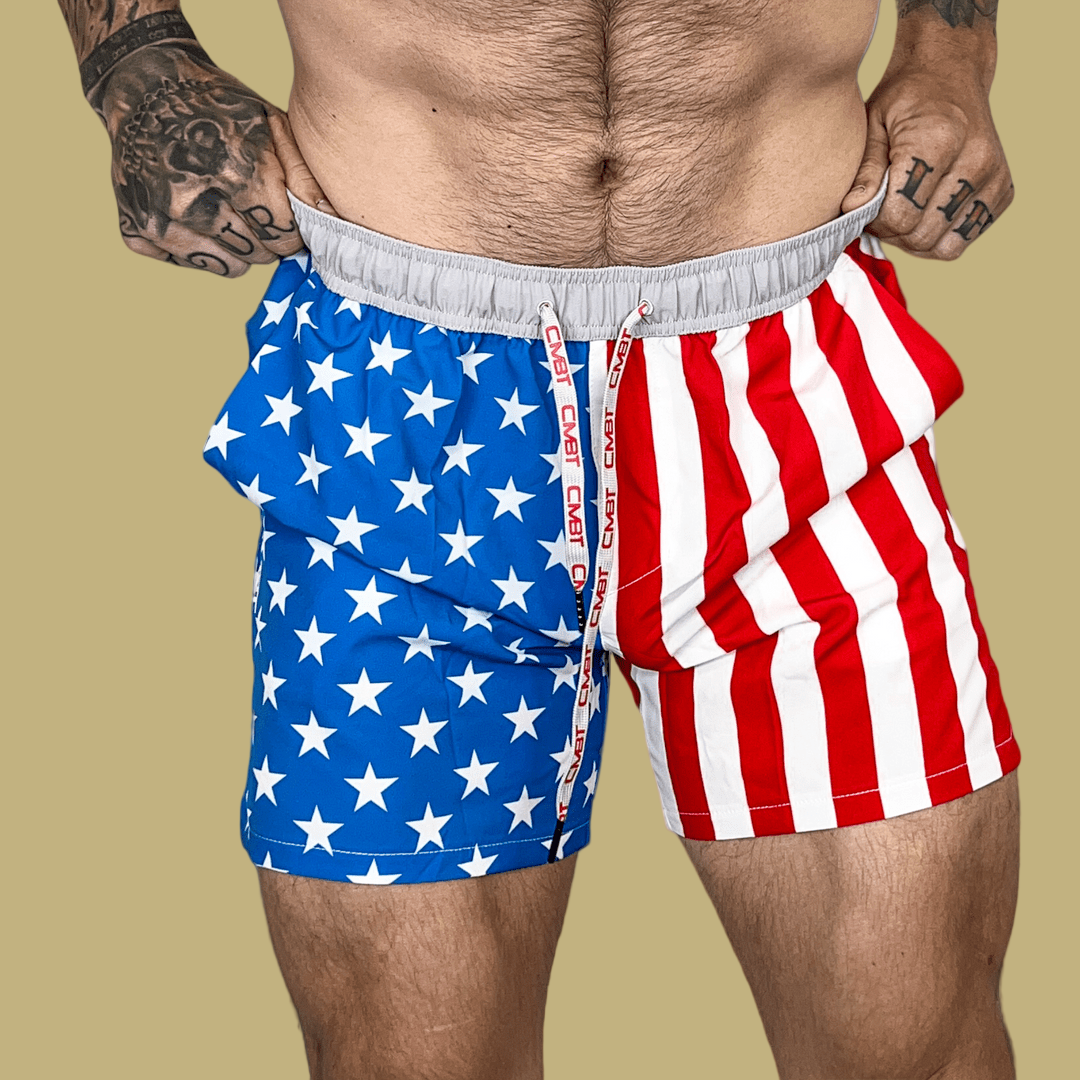 AMERICAN FLAG MEN'S HYBRID ATHLETIC SHORTS | 5" INSEAM - 1838 TAC SUPPLY LLC