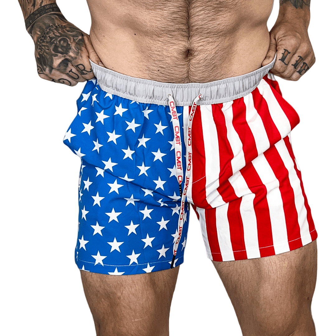 AMERICAN FLAG MEN'S HYBRID ATHLETIC SHORTS | 5" INSEAM - 1838 TAC SUPPLY LLC