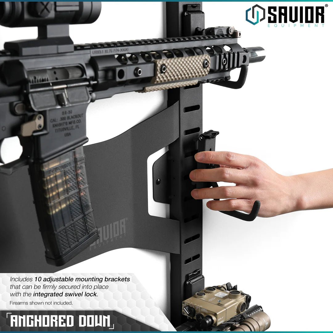 OBSIDIAN BLACK HORIZONTAL WALL RACK W/ 10 HOOKS - 1838 TAC SUPPLY LLC