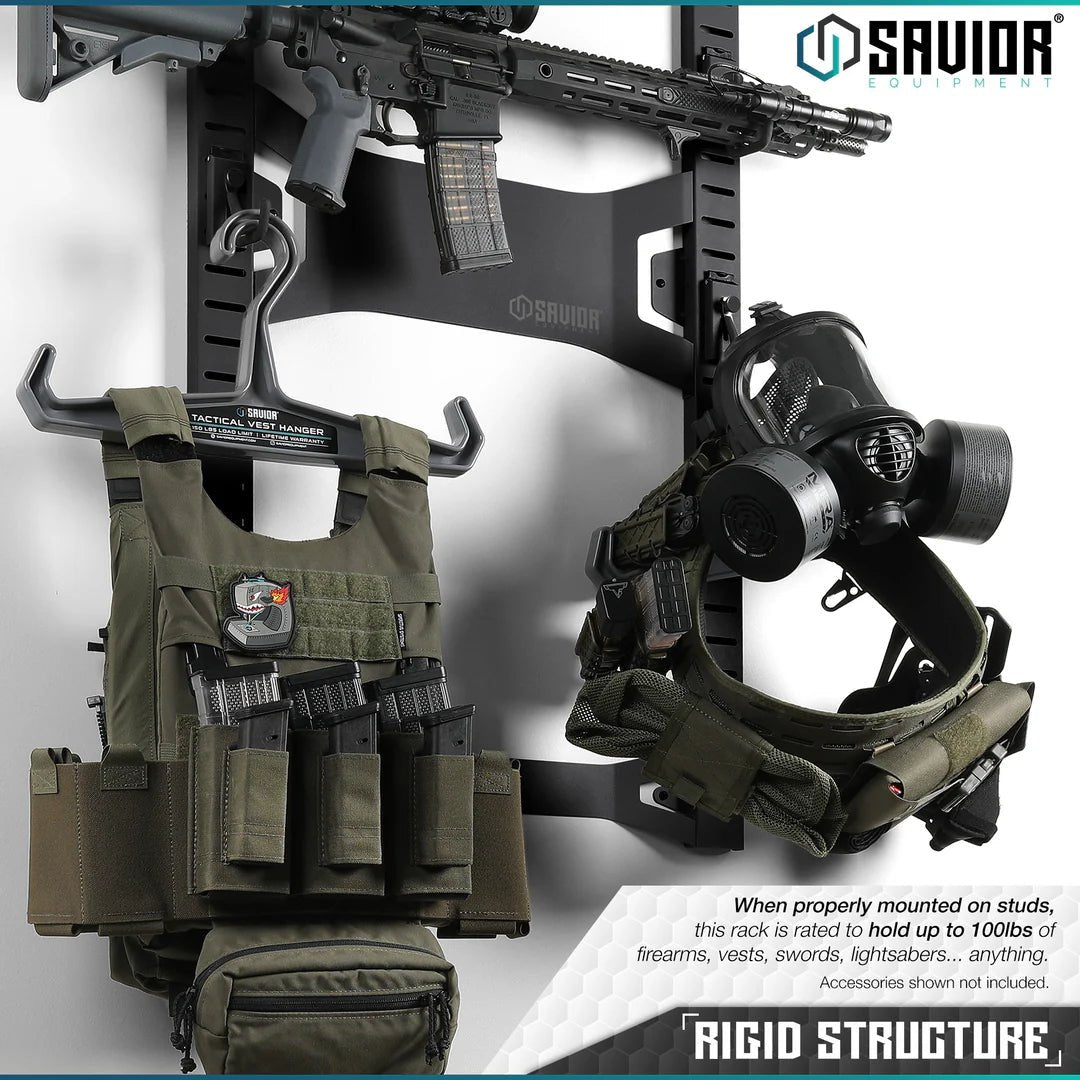 OBSIDIAN BLACK HORIZONTAL WALL RACK W/ 10 HOOKS - 1838 TAC SUPPLY LLC