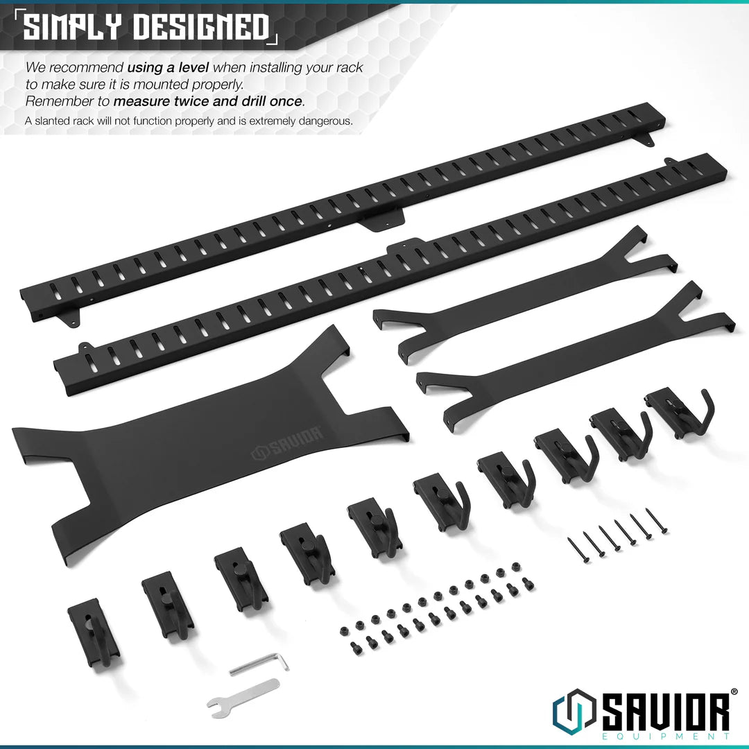 OBSIDIAN BLACK HORIZONTAL WALL RACK W/ 10 HOOKS