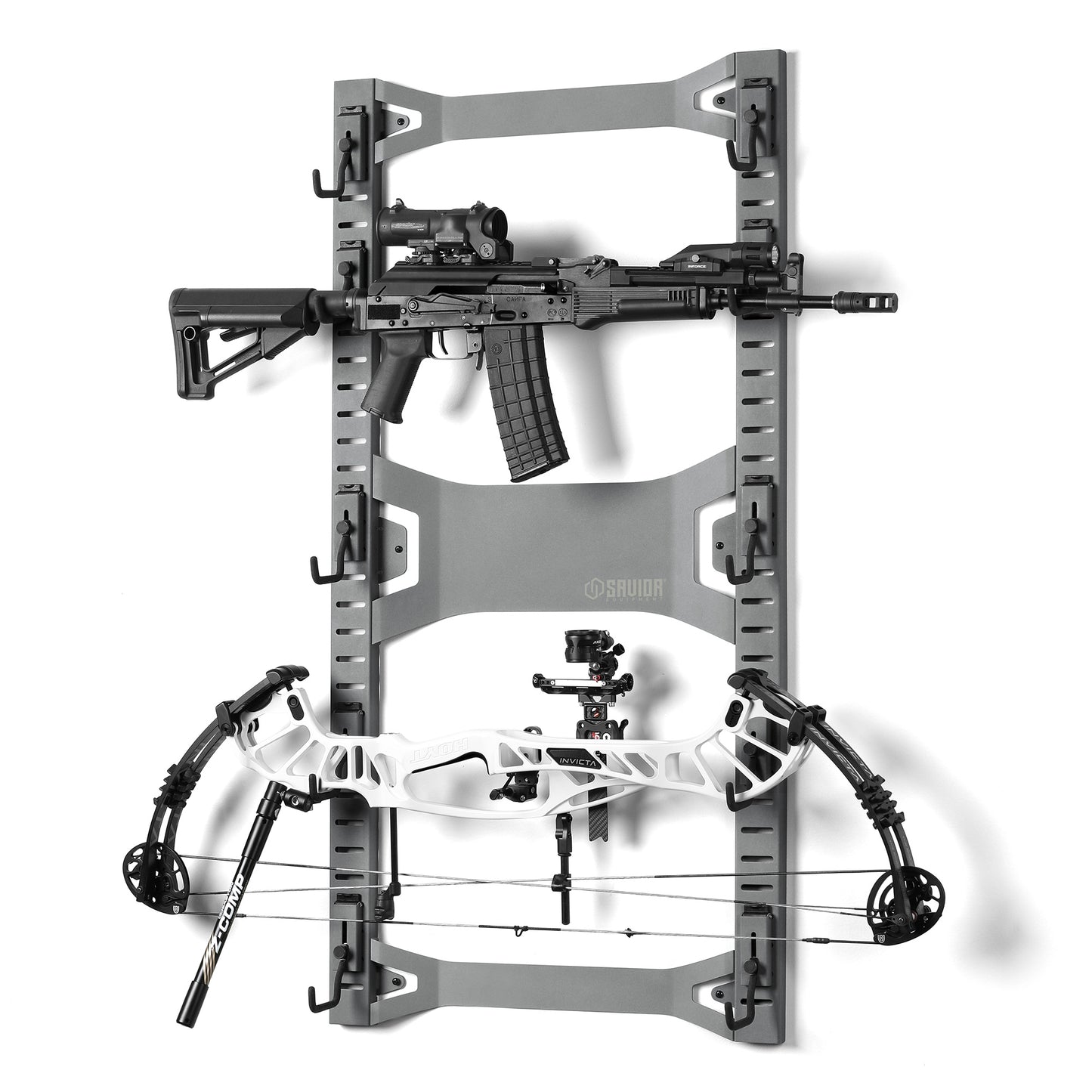 SW GRAY HORIZONTAL WALL RACK W/ 10 HOOKS