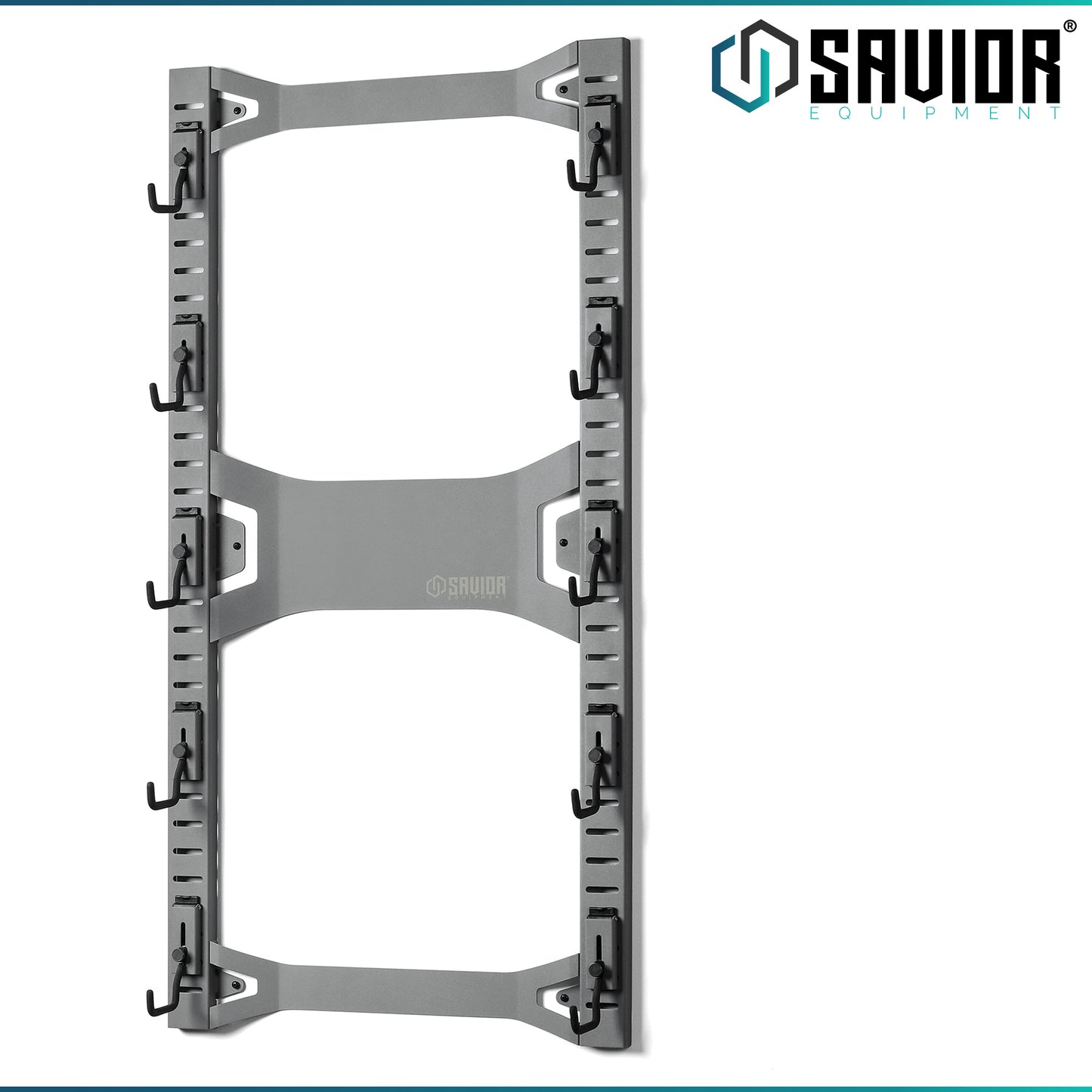 SW GRAY HORIZONTAL WALL RACK W/ 10 HOOKS