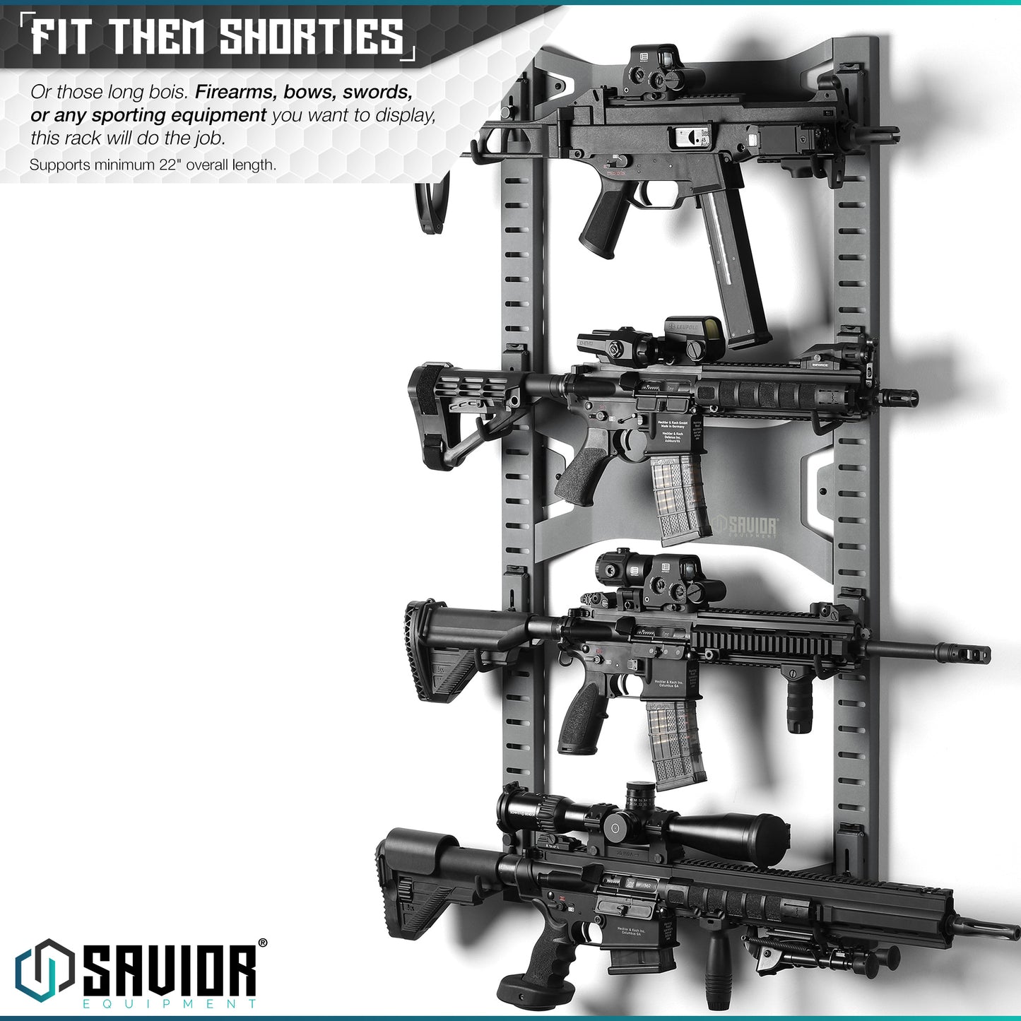 SW GRAY HORIZONTAL WALL RACK W/ 10 HOOKS