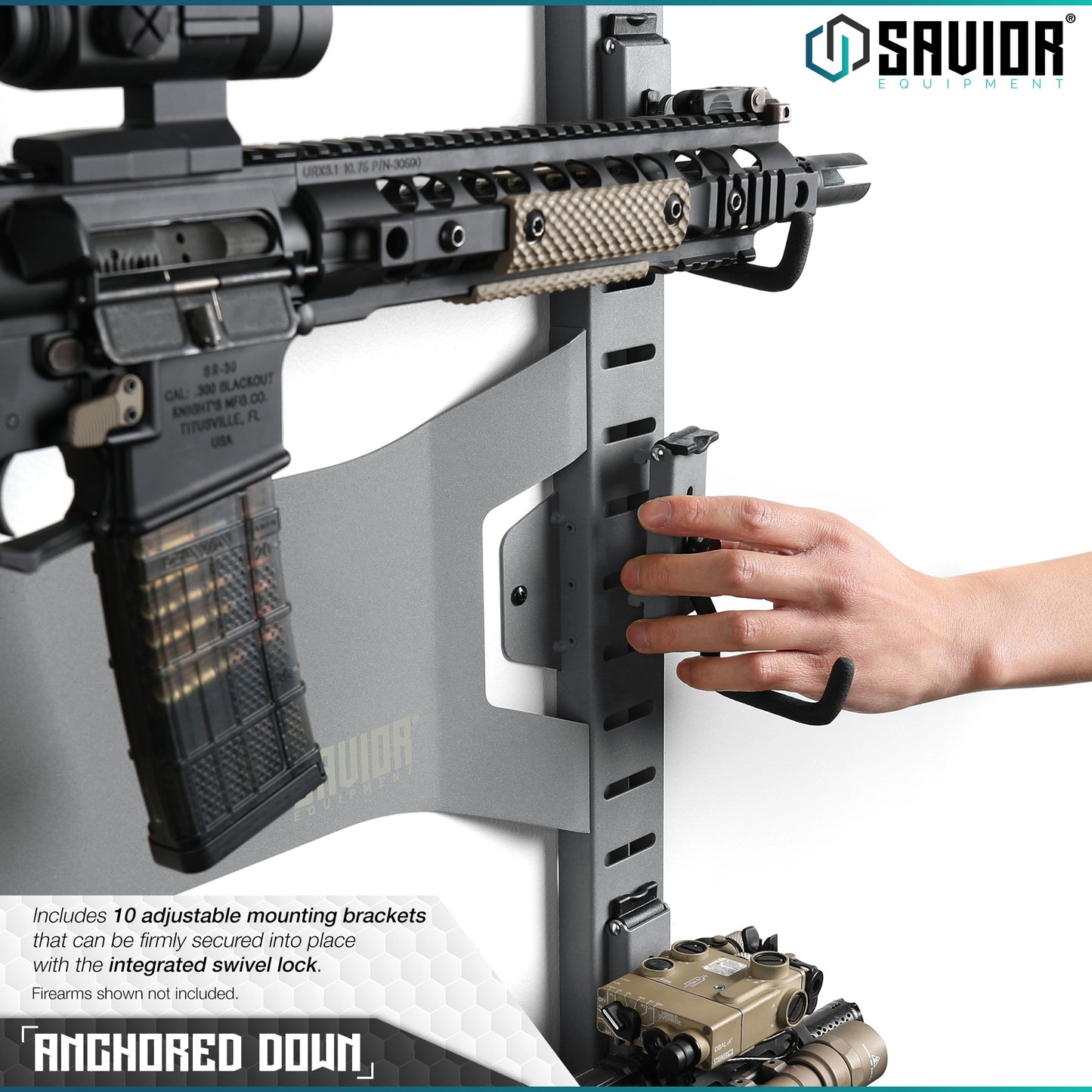 SW GRAY HORIZONTAL WALL RACK W/ 10 HOOKS