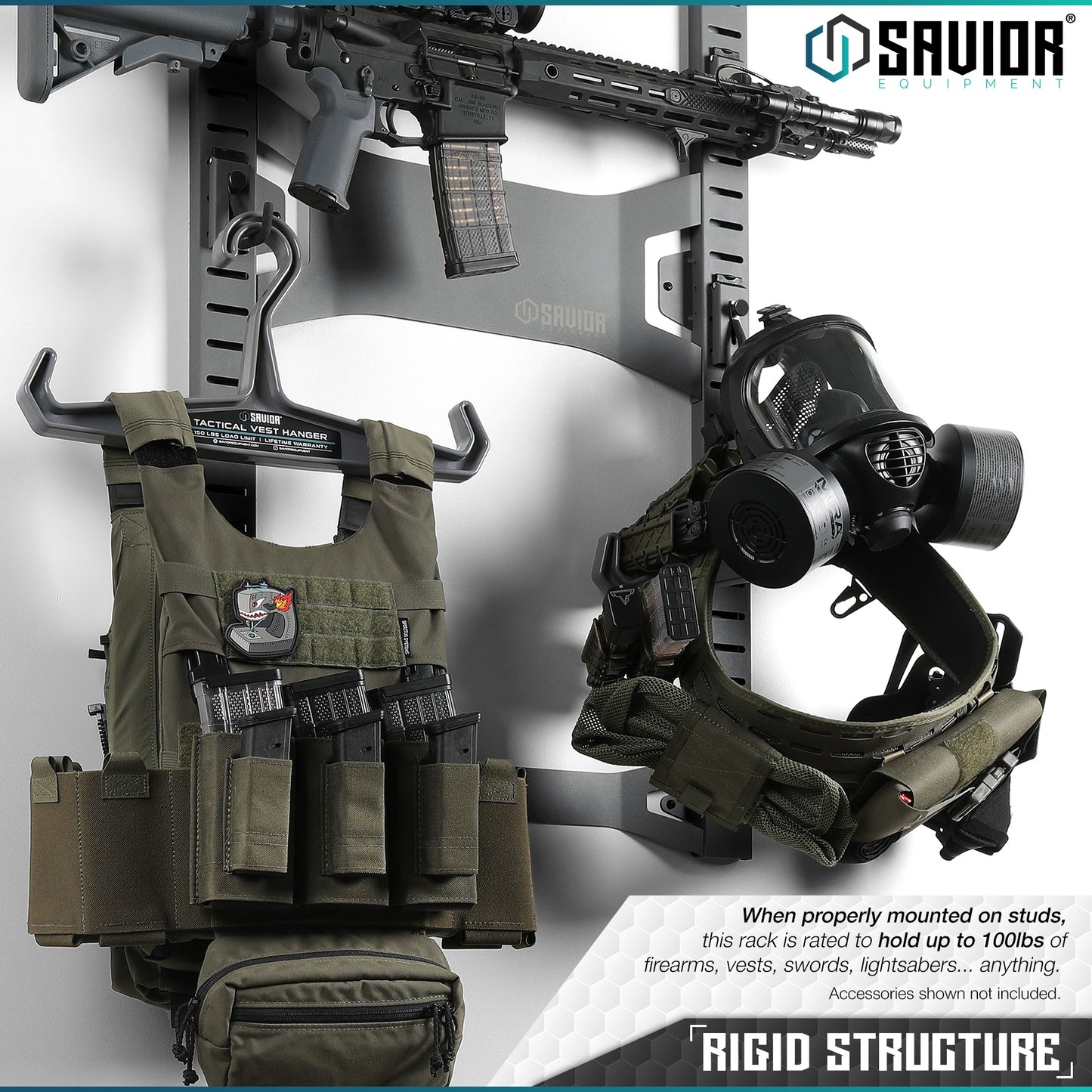 SW GRAY HORIZONTAL WALL RACK W/ 10 HOOKS