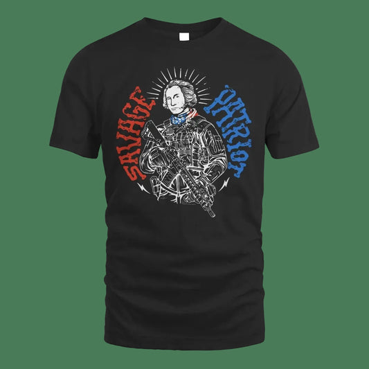 SAVAGE PATRIOT GEORGE WASHINGTON EDITION MENS TSHIRT BLACK - 1838 TAC SUPPLY LLC