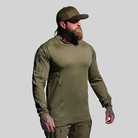 LONG SLEEVE OP TOP- OD GREEN