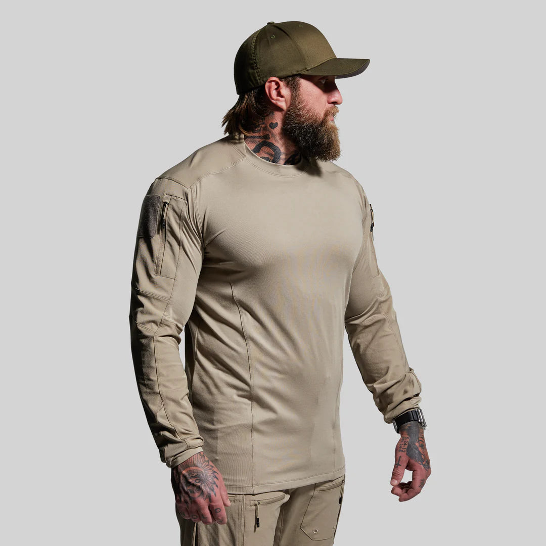 LONG SLEEVE OP TOPS- DESERT TAN