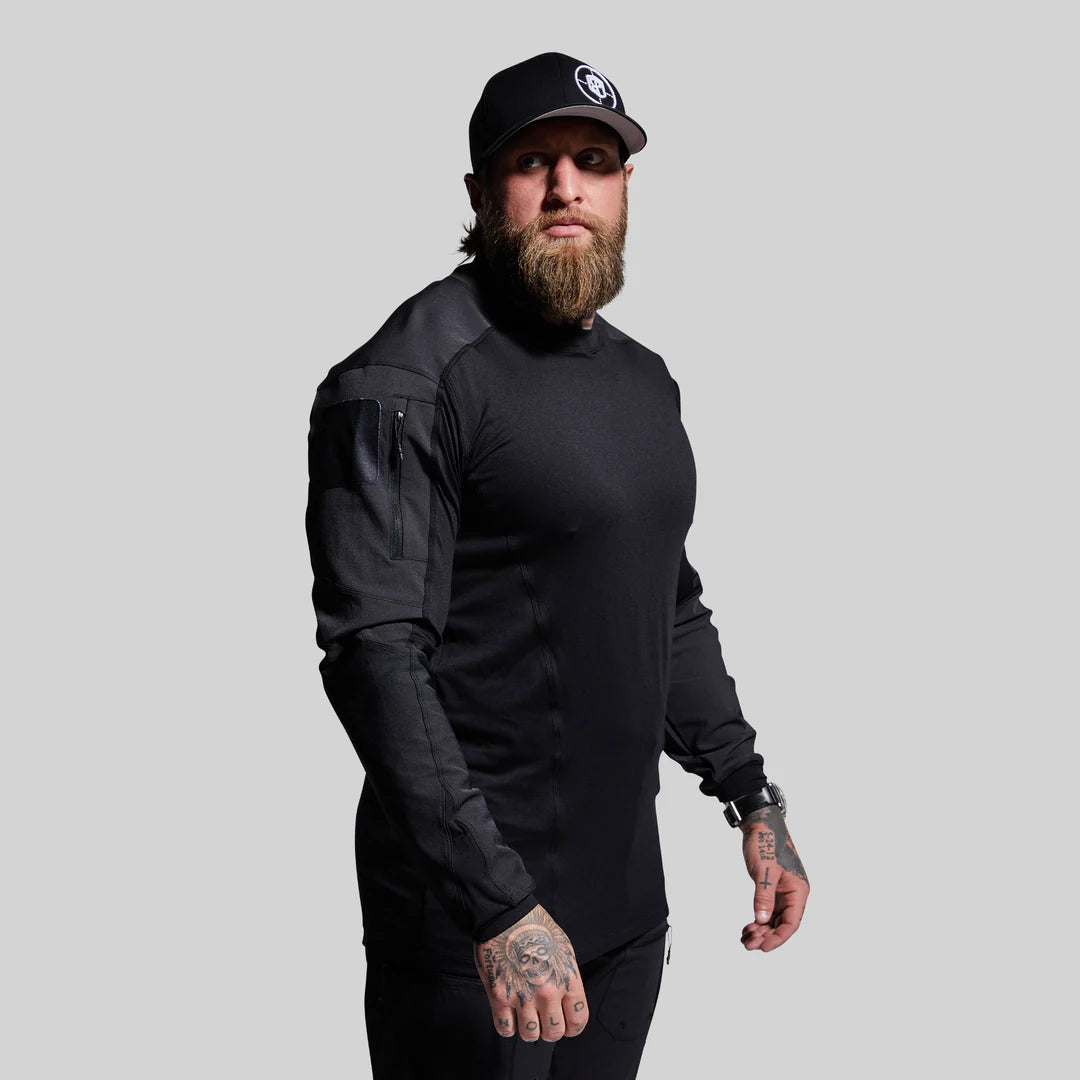 LONG SLEEVE OP TOP - BLACK