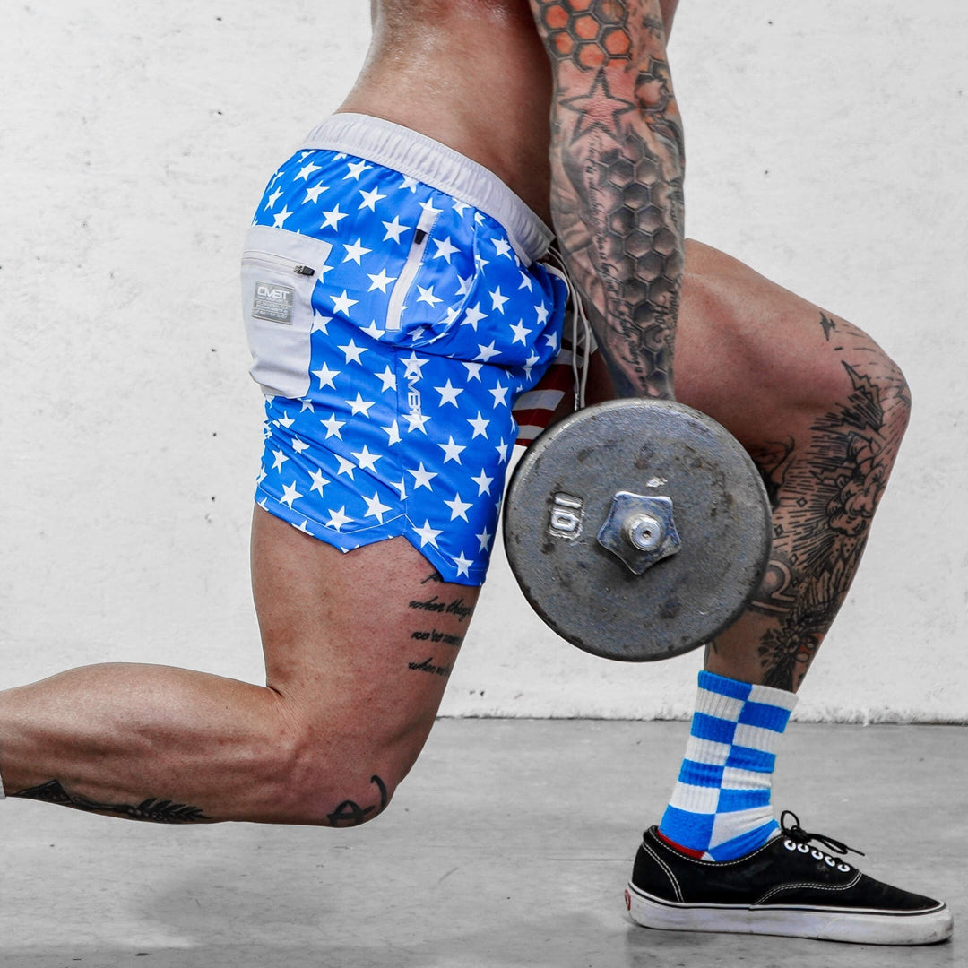 AMERICAN FLAG MEN'S HYBRID ATHLETIC SHORTS | 5" INSEAM