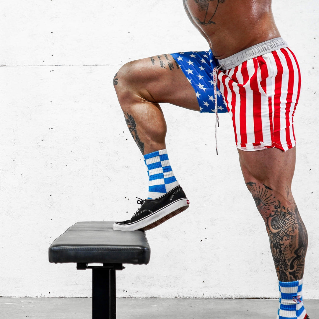 AMERICAN FLAG MEN'S HYBRID ATHLETIC SHORTS | 5" INSEAM