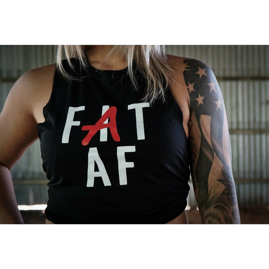 FAT [FIT] AF LADIES RACERBACK CROP TOP BLACK - 1838 TAC SUPPLY LLC