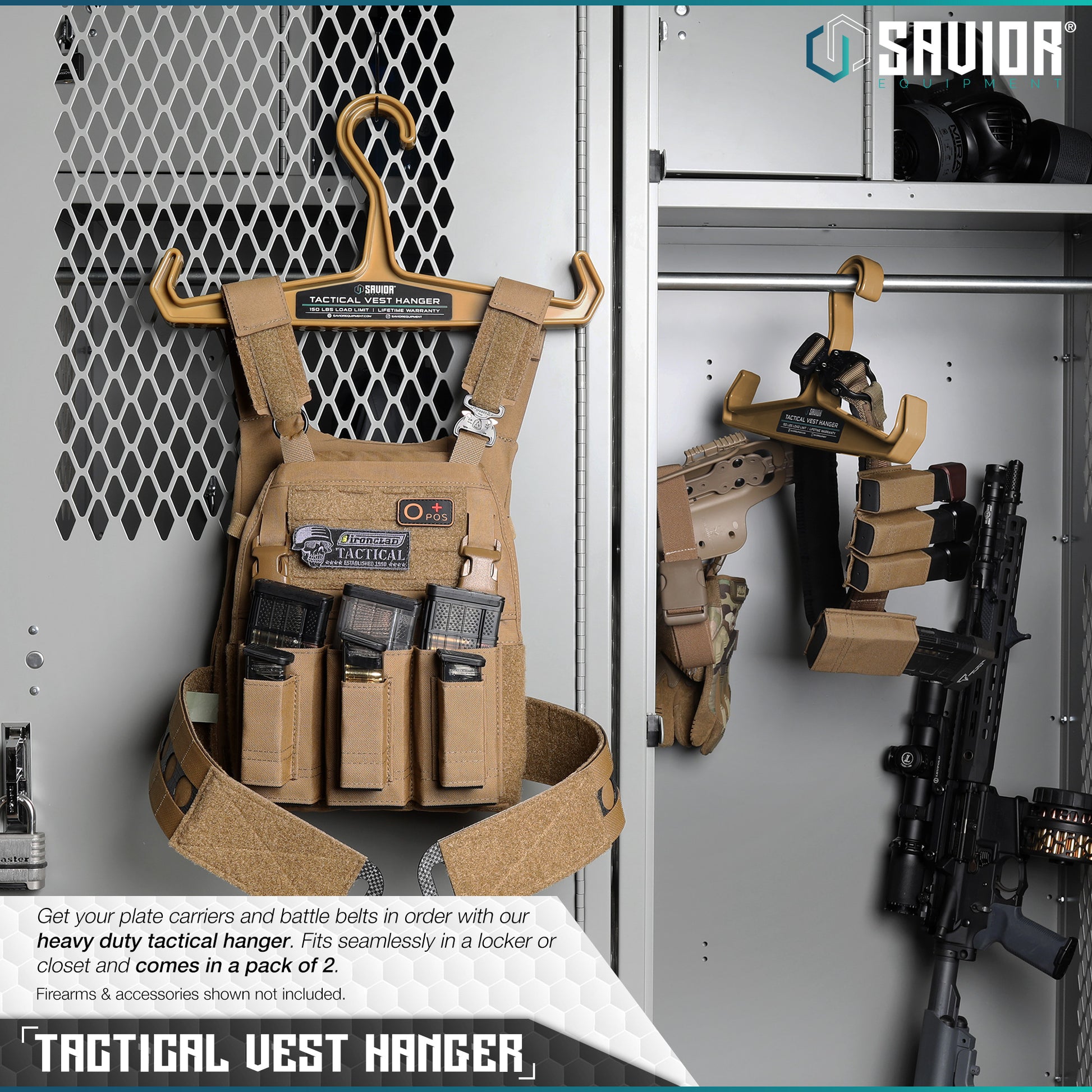 RAL 8000 TAN VEST HANGER - 2 PACK - 1838 TAC SUPPLY LLC