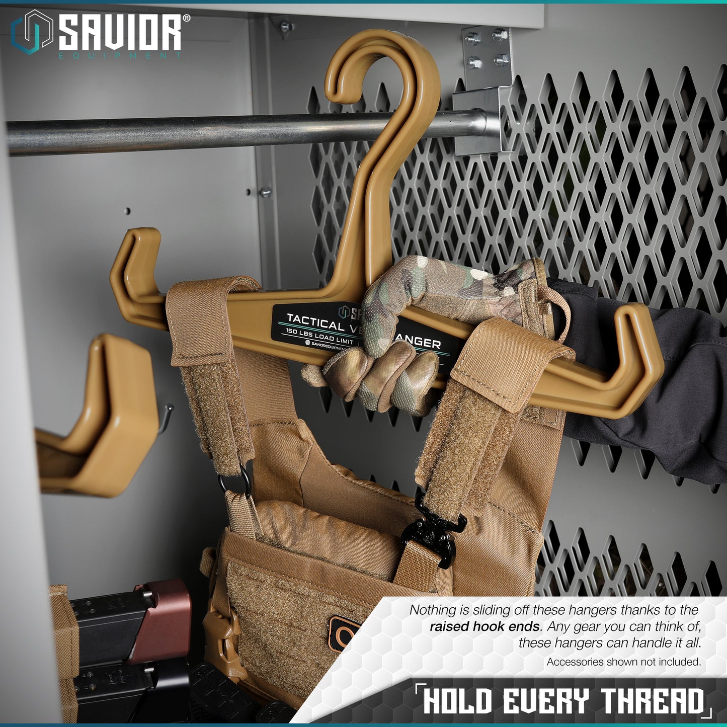RAL 8000 TAN VEST HANGER - 2 PACK - 1838 TAC SUPPLY LLC