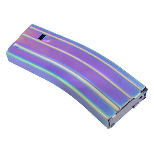 AR 5.56 CAL ALUMINUM 30 RND MAG WITH ANTI - TILT FOLLOWER (MATTE RAINBOW PVD COATED) - 1838 TAC SUPPLY LLC