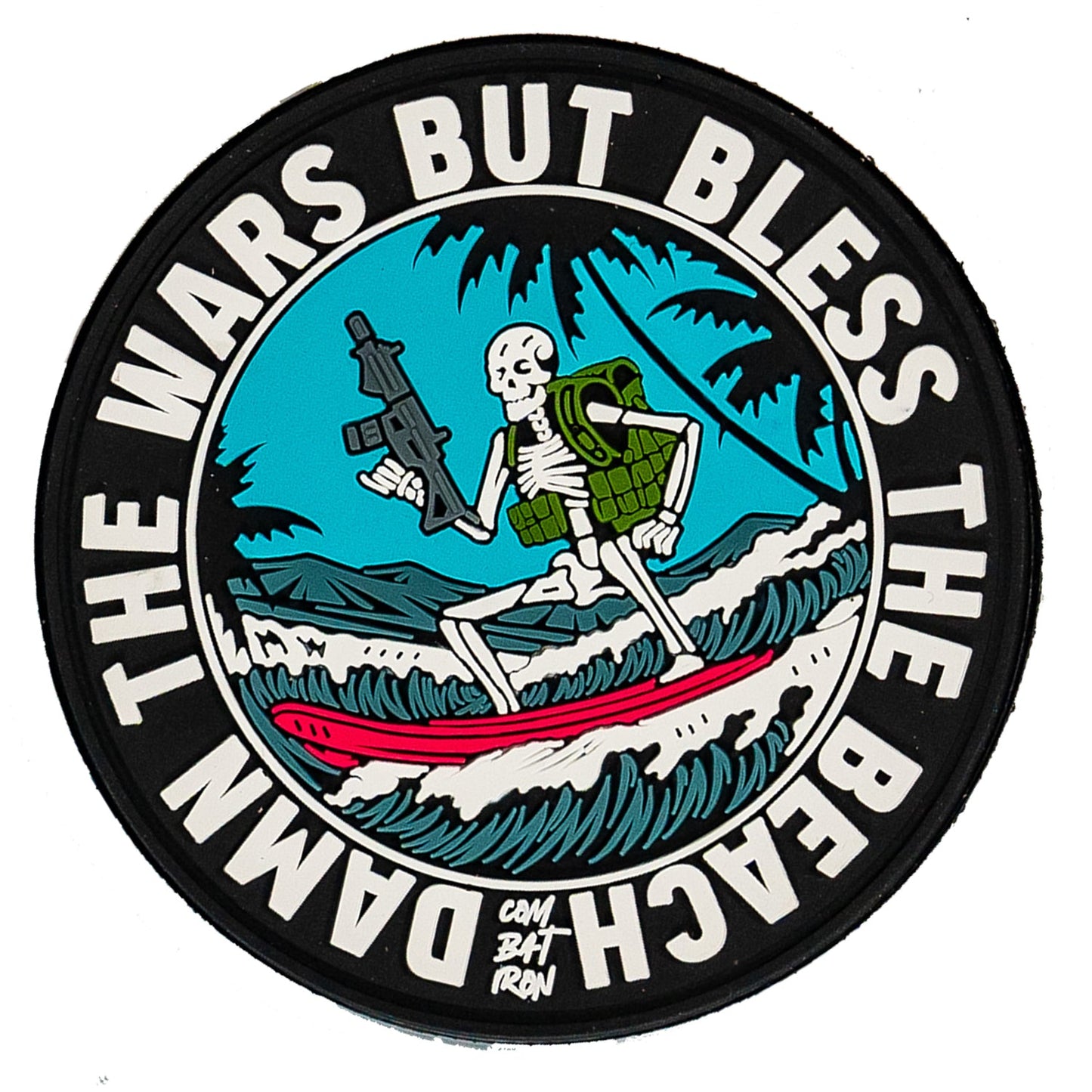 DAMN THE WARS BUT BLESS THE BEACH SURFER PVC PATCH - 1838 TAC SUPPLY LLC