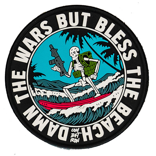 DAMN THE WARS BUT BLESS THE BEACH SURFER PVC PATCH - 1838 TAC SUPPLY LLC
