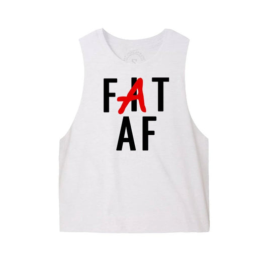 FAT [FIT] AF LADIES RACERBACK CROP TOP WHITE - 1838 TAC SUPPLY LLC