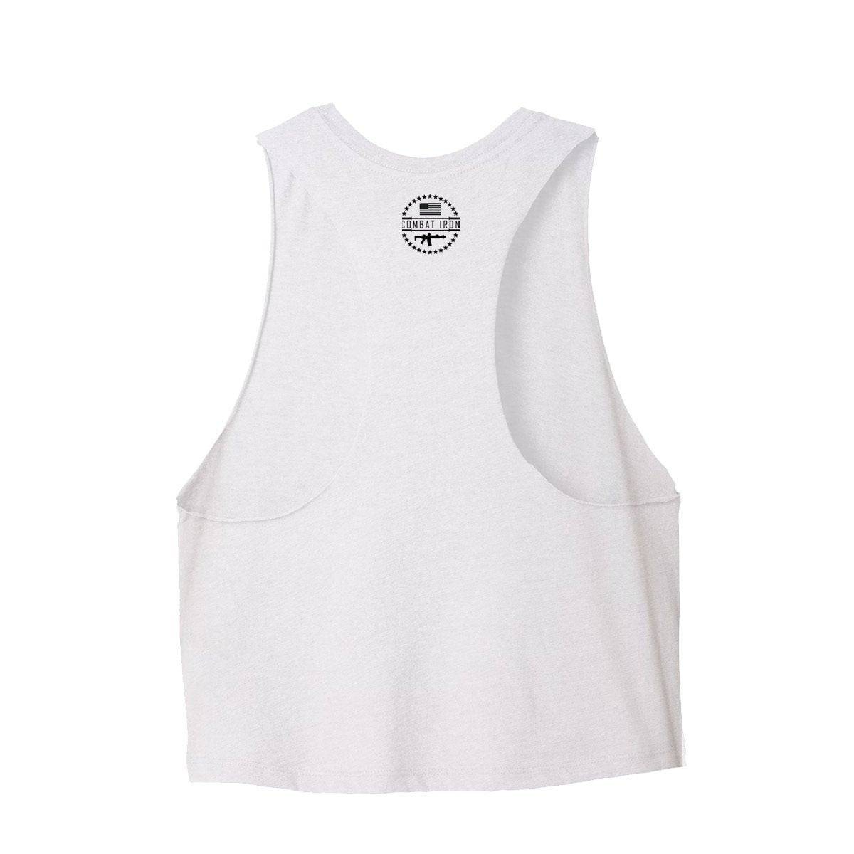 FAT [FIT] AF LADIES RACERBACK CROP TOP WHITE - 1838 TAC SUPPLY LLC