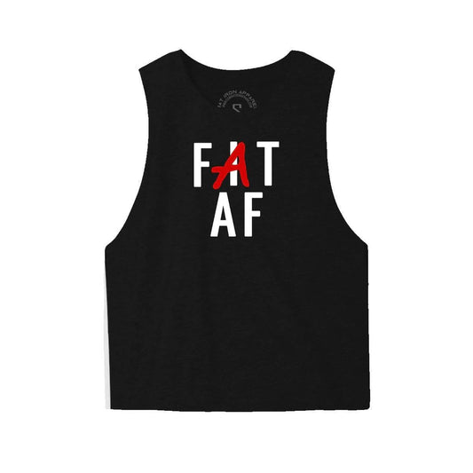 FAT [FIT] AF LADIES RACERBACK CROP TOP BLACK - 1838 TAC SUPPLY LLC