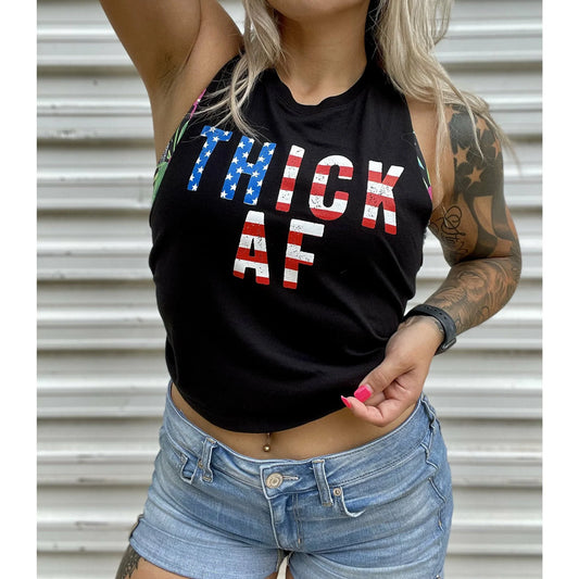 THICK AF USA EDITION CROP TOP BLACK - 1838 TAC SUPPLY LLC