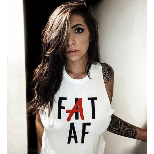 FAT [FIT] AF LADIES RACERBACK CROP TOP WHITE - 1838 TAC SUPPLY LLC