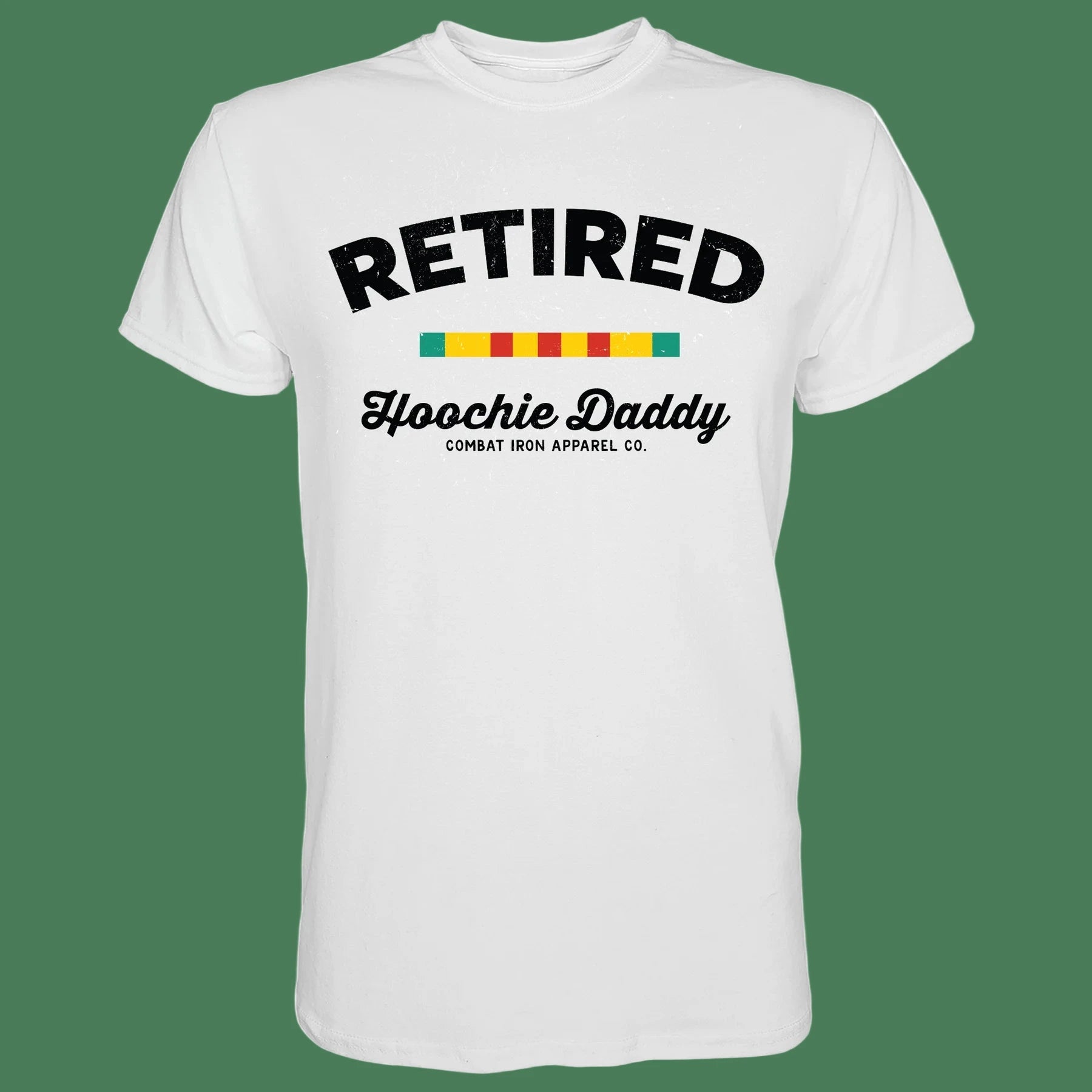 RETIRED HOOCHIE DADDY VETERAN RIBBONS MEN'S T - SHIRT WHITE - 1838 TAC SUPPLY LLC