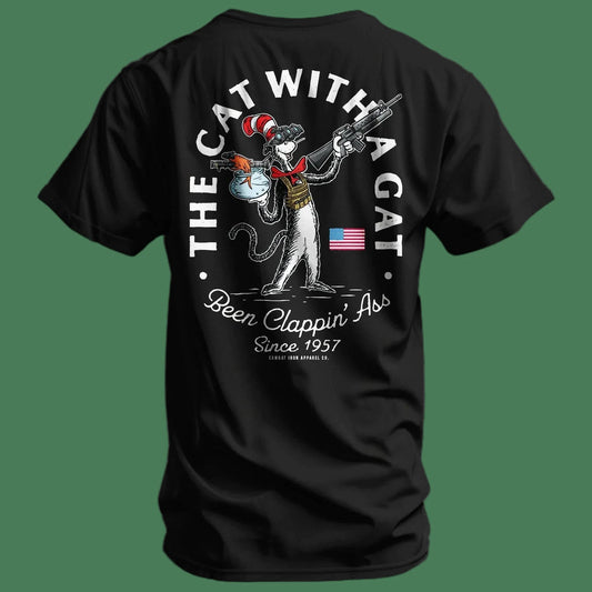 "THE CAT WITH A GAT" MEN'S T SHIRT - 1838 TAC SUPPLY LLC